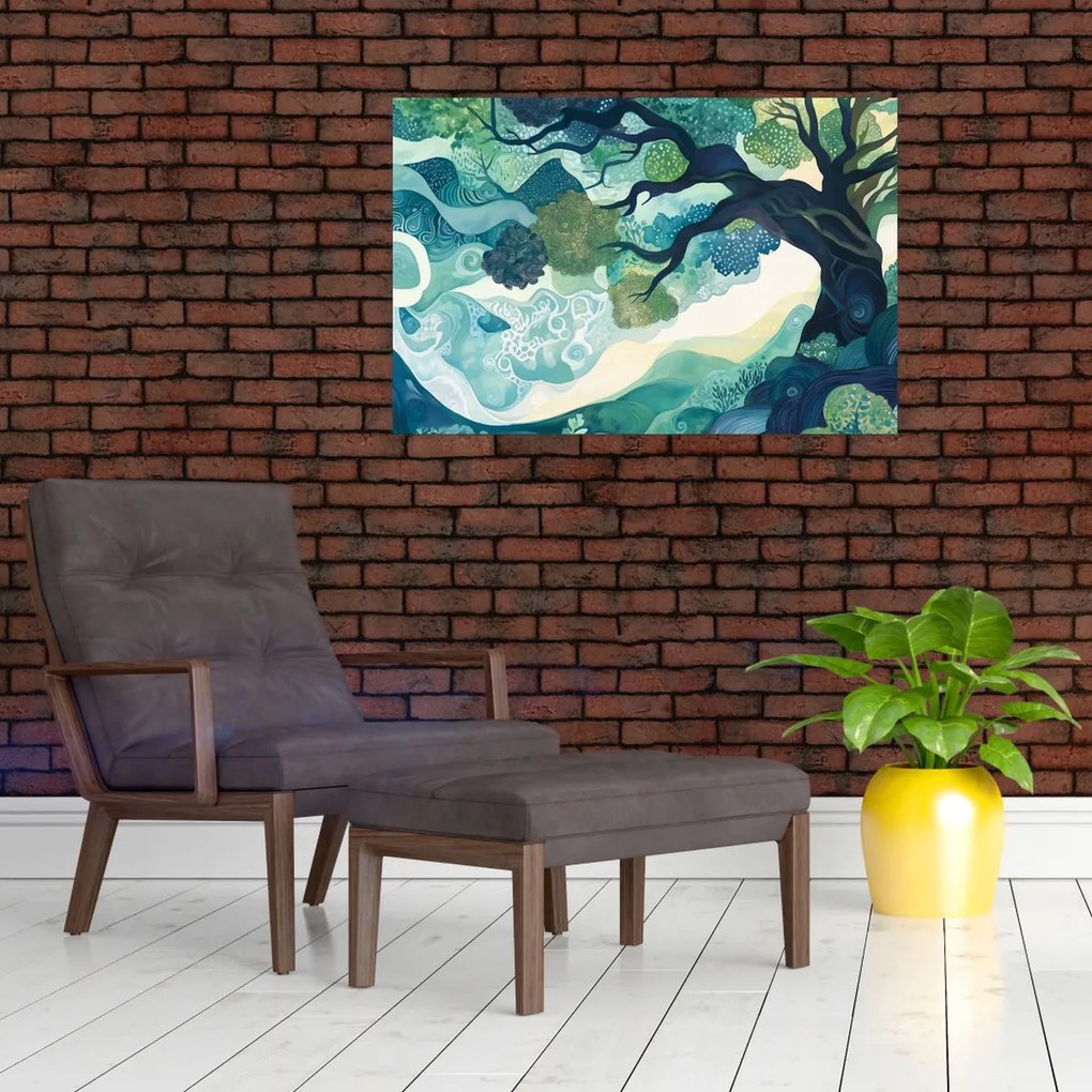 Tablou – Coroană verde a arborelui vieții (90x60 cm)