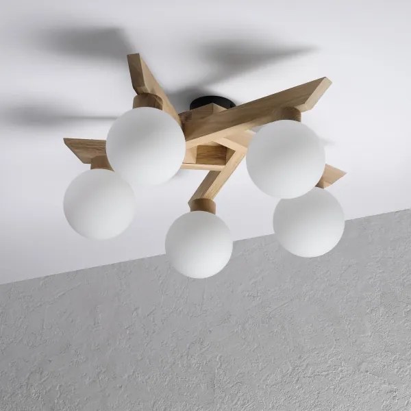 Lustră aplicată ANTONIO 5xG9/5W/230V stejar/alb