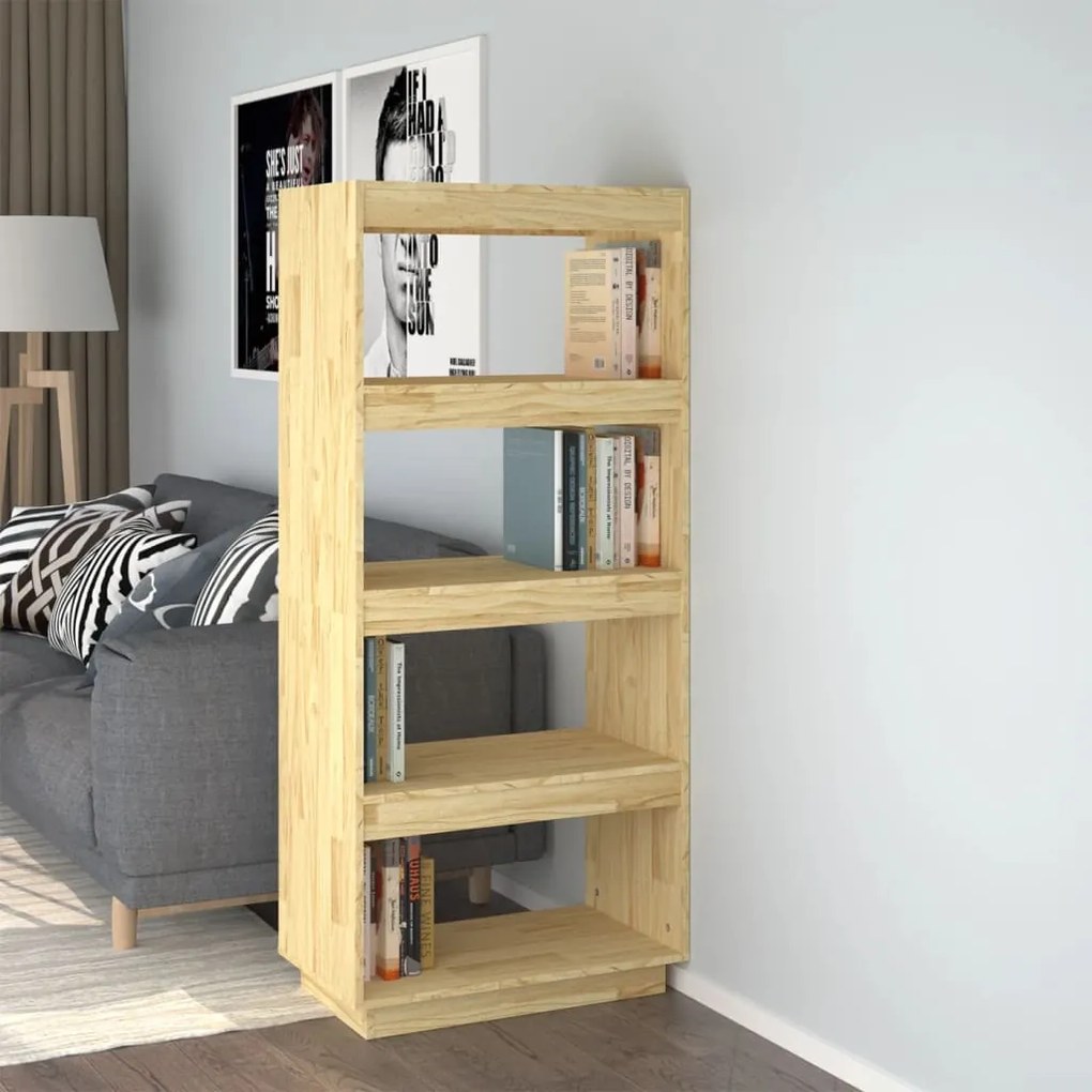 Bibliotecă/separator cameră, 60x35x135 cm, lemn masiv de pin