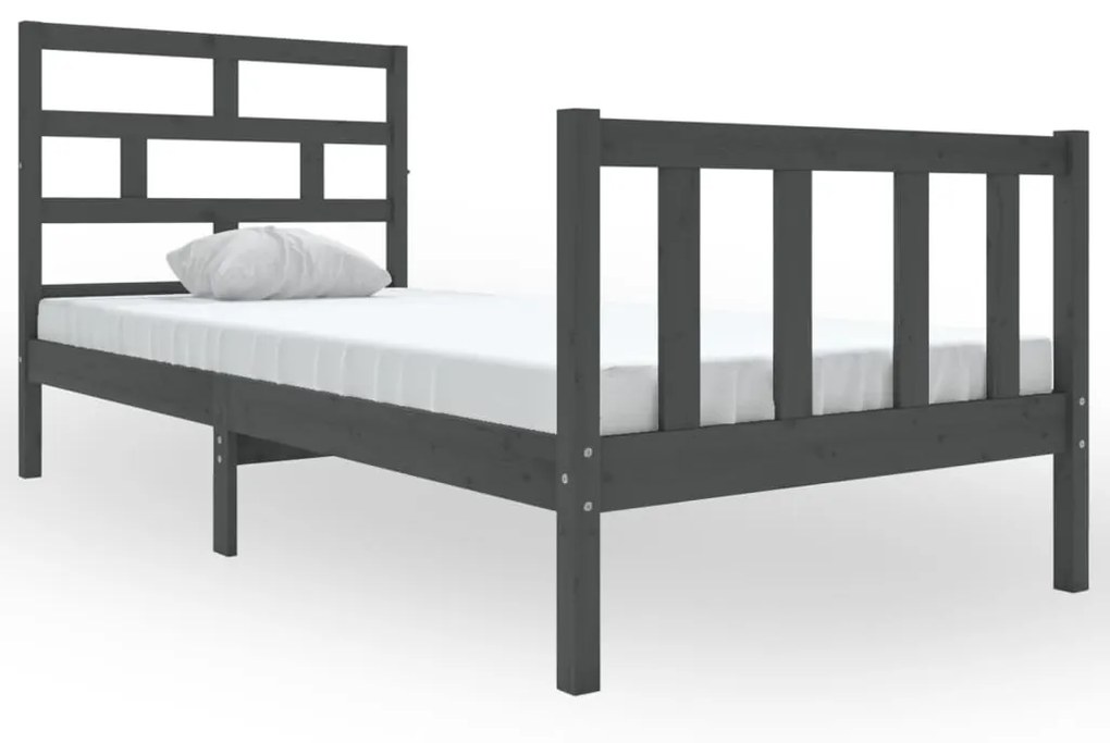 3101315 vidaXL Cadru de pat single, gri, 90x190 cm, lemn masiv de pin