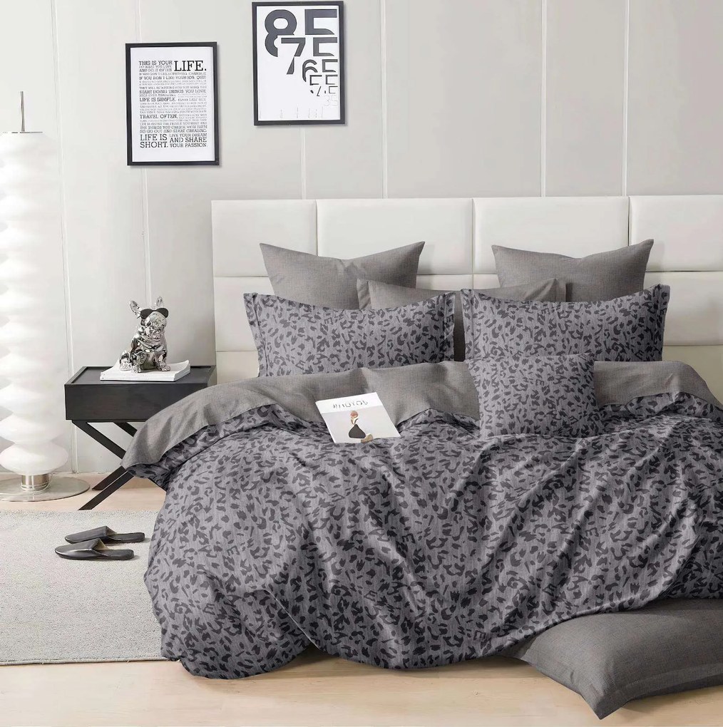 Lenjerie de pat din bumbac NOMARI gri Dimensiune lenjerie de pat: 70 x 90 cm | 140 x 200 cm