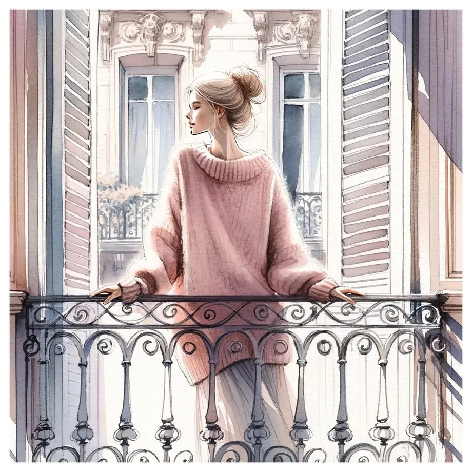 Tablou momente liniștite pe balcon