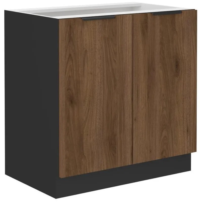 Dulap inferior de bucătărie Monzesa 80 D 2F BB (nuc okapi + negru) . 1096933