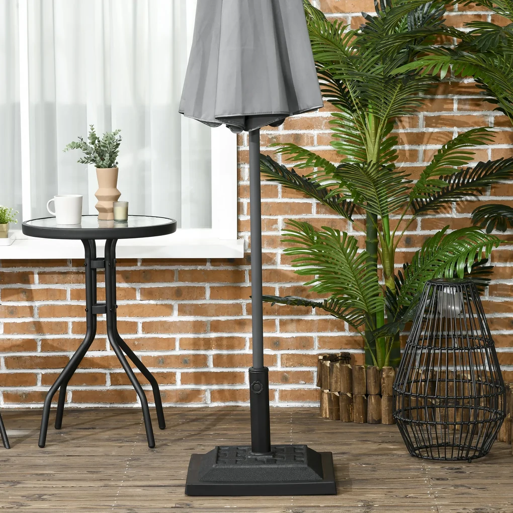 Outsunny Baza penru Umbrela de Gradina din Rasina  Greutate 12 kg pentru Stalpi Ø32-38-48 mm, 44x44x33 cm,Neagra | AOSOM RO