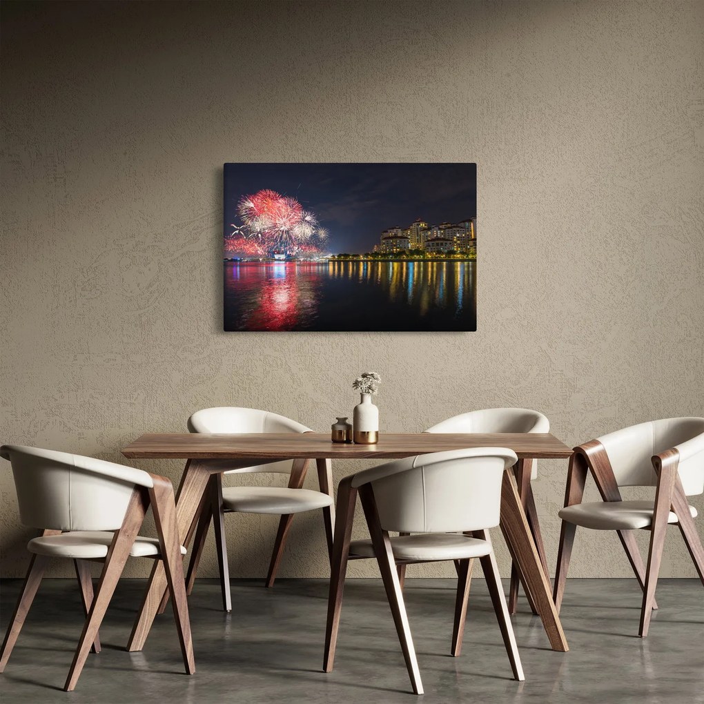 Tablou cu artificii in Singapur (90x60 cm)