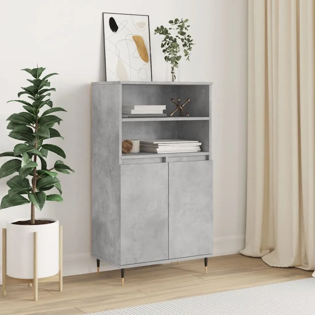 vidaXL Dulap înalt, gri beton, 60x36x110 cm, lemn compozit