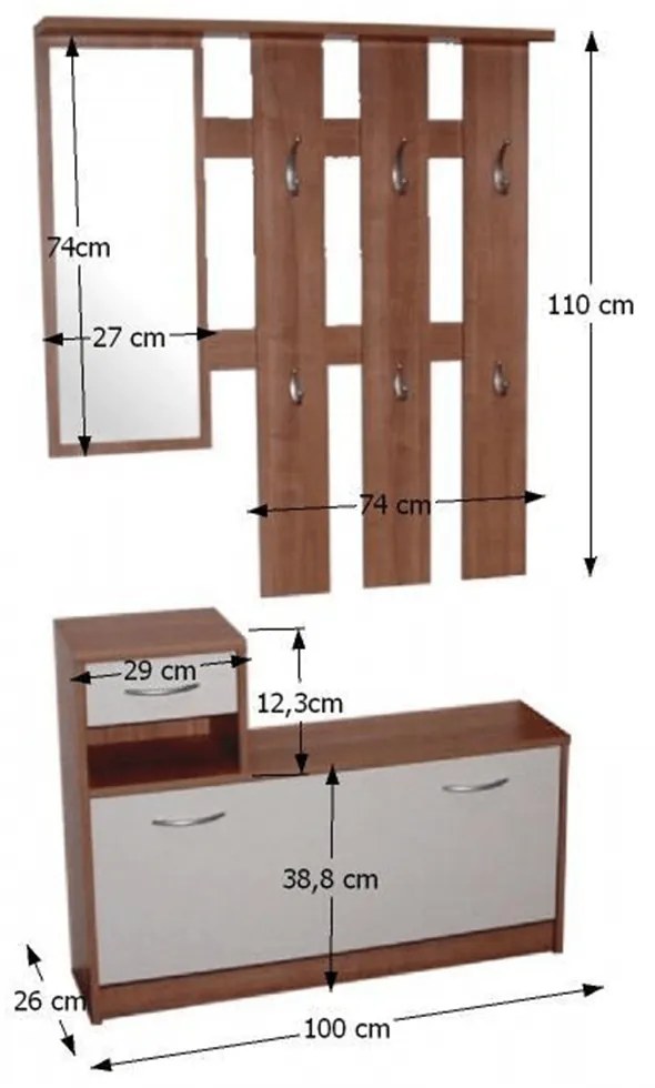 Set vestibul, wenge, alb MECKI