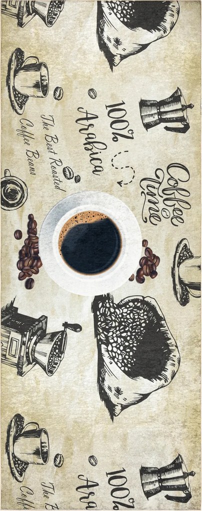 ANDRE 2835 covor lavabil Cafea bucatarie, anti-alunecare - verde / bej