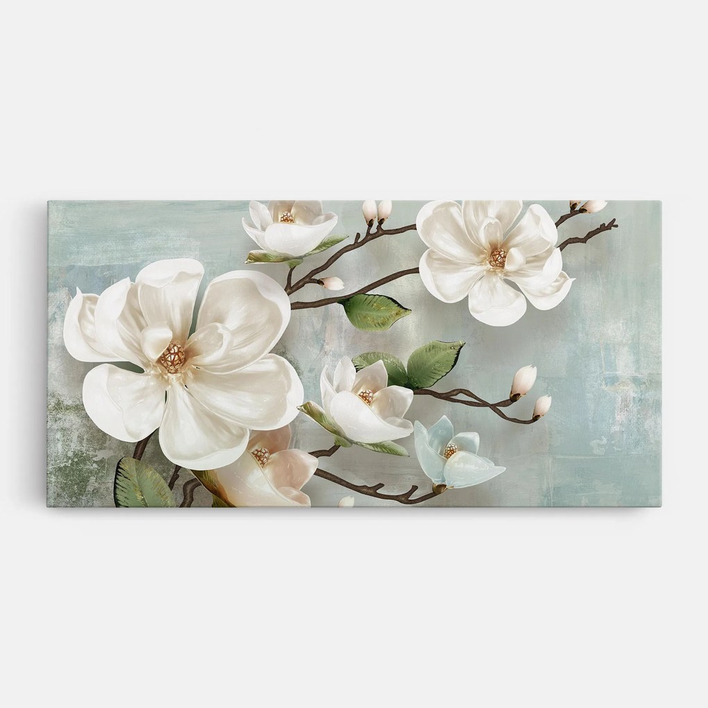 Tablou Canvas, 80x160cm, Dormitor si Living, Flori, Magnolii, Magnolino