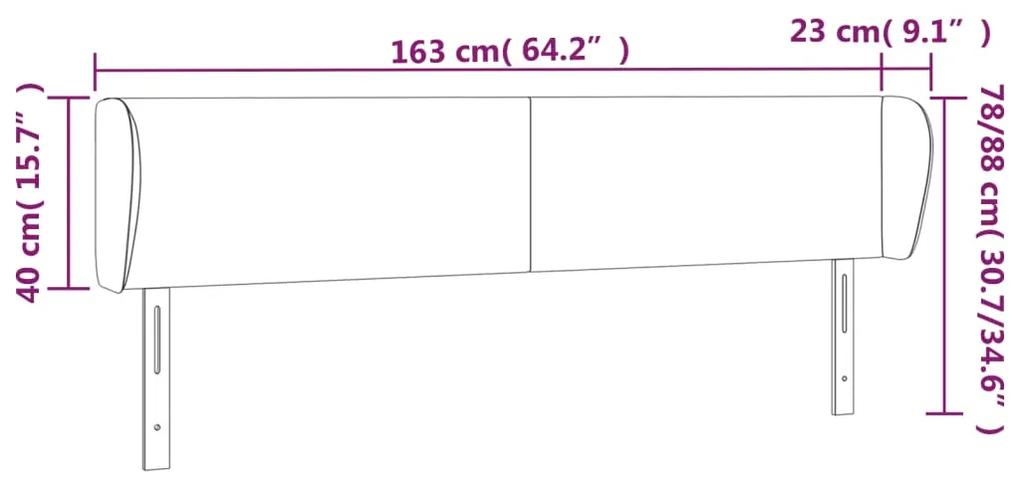 Tablie de pat cu aripioare gri 163x23x78 88 cm piele ecologica 1, Gri, 163 x 23 x 78 88 cm