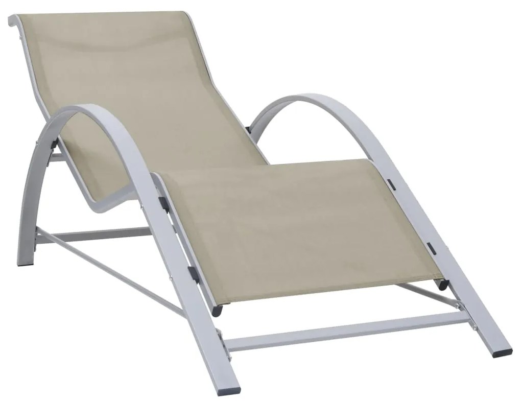 vidaXL Șezlong, crem, textilenă și aluminiu