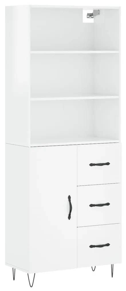 3189439 vidaXL Dulap înalt, alb extralucios, 69,5x34x180 cm, lemn compozit