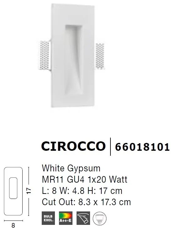 Spot incastrabil ideal pentru iluminat scara sau hol CIROCCO, 8x17cm NVL-66018101