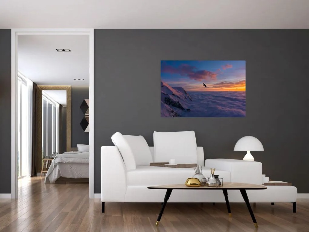 Tablou în apus de soare, Mont Blanc (90x60 cm)