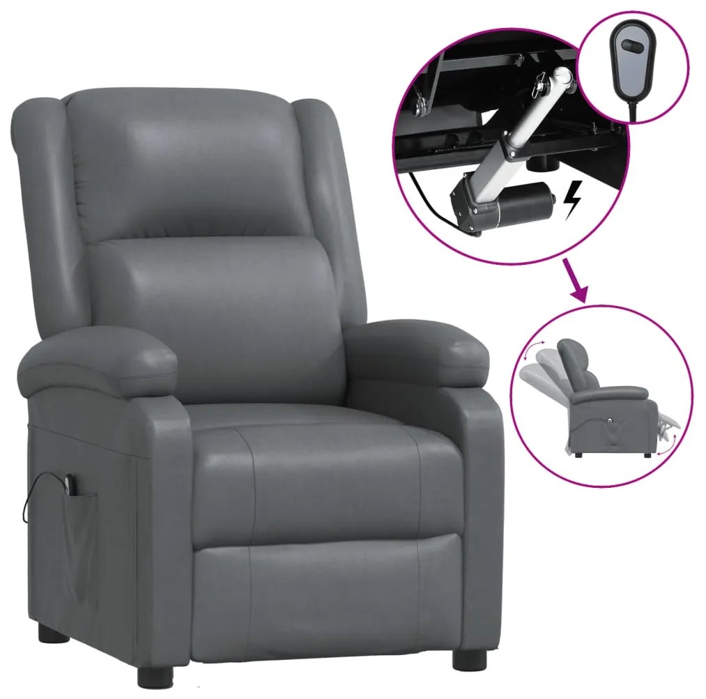 3073722 vidaXL Fotoliu rabatabil electric, antracit, piele ecologică