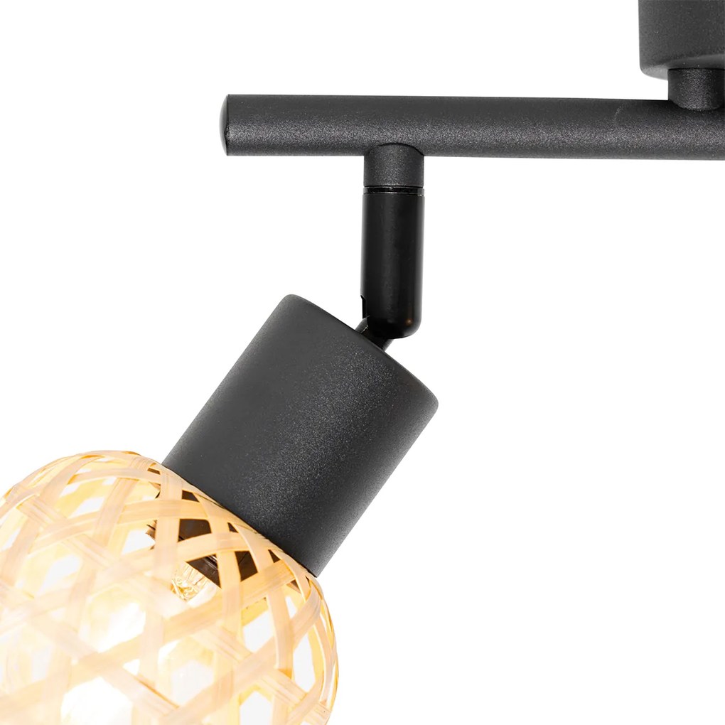 Spotlight oriental negru cu bambus 2 lumini - Rayan