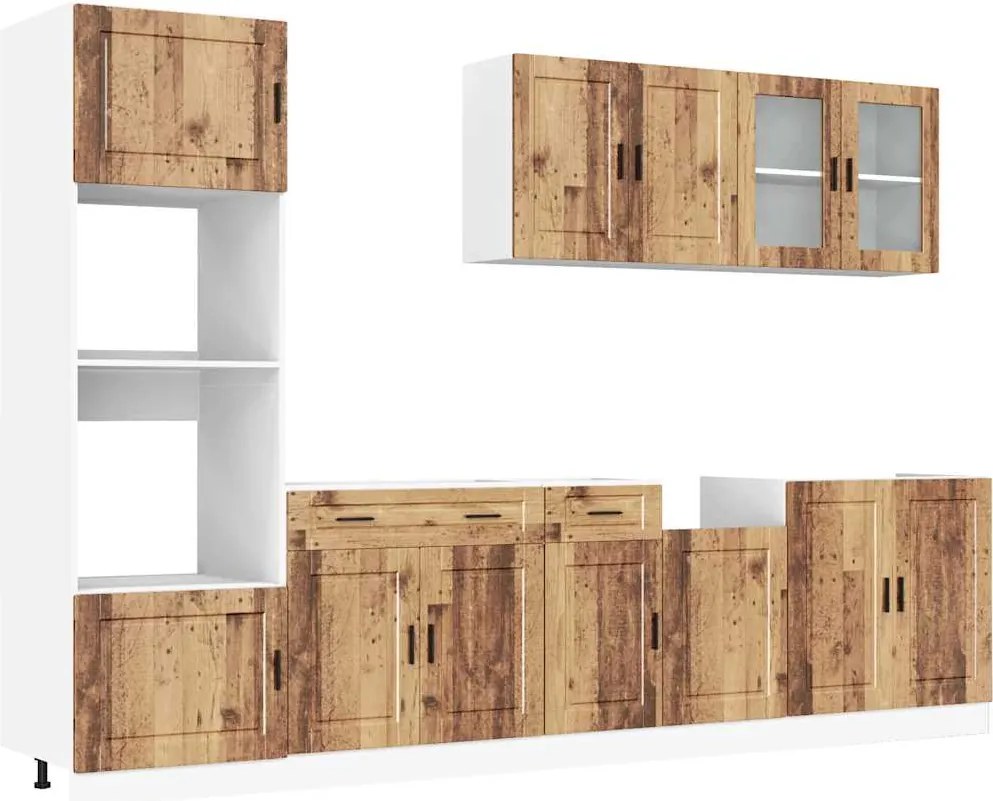 vidaXL Set de dulapuri de bucătărie 7 piese „Porto” Lemn vechi lemn
