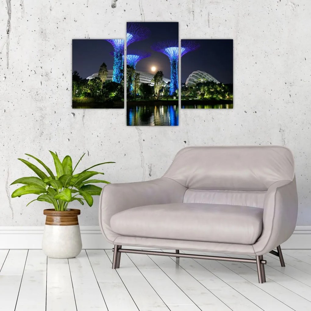 Tablou cu lună plină în grădinile din Singapur (90x60 cm)