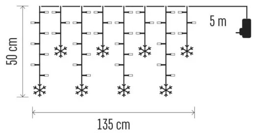 Perdea luminoasă LED de Crăciun 60xLED/1,35W 635x50 cm alb rece