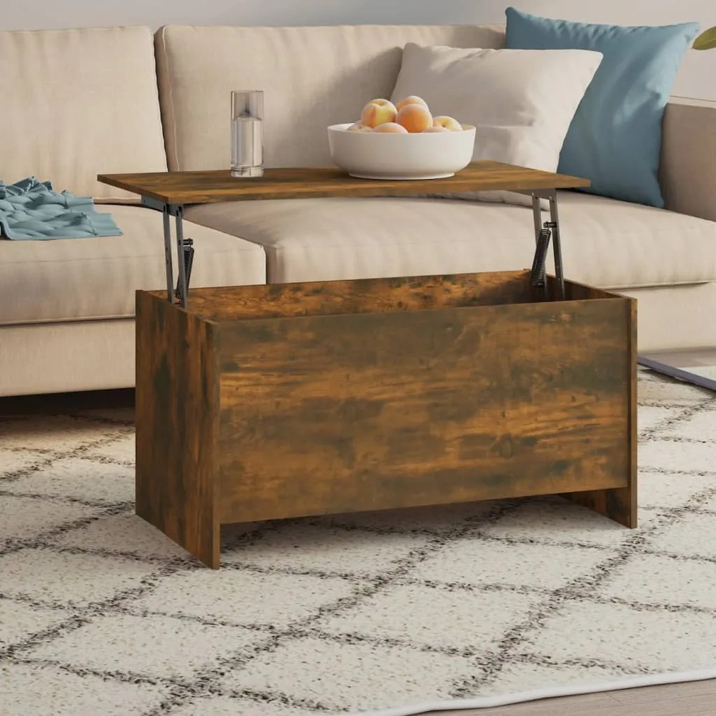 vidaXL Măsuță de cafea stejar fumuriu 102x55,5x52,5 cm lemn prelucrat