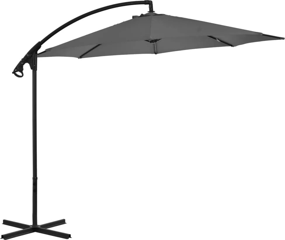 vidaXL Umbrelă în consolă cu stâlp din oțel, antracit, 300 cm