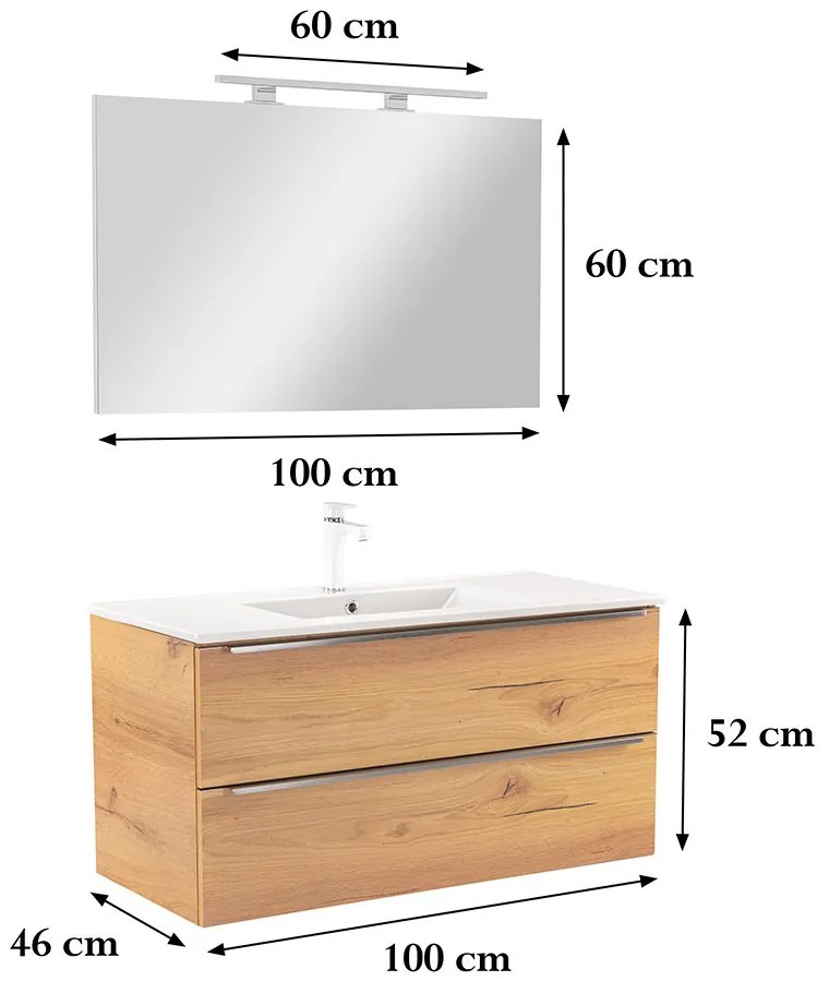 Mobilier complet de baie Vario Trim 100 stejar-stejar
