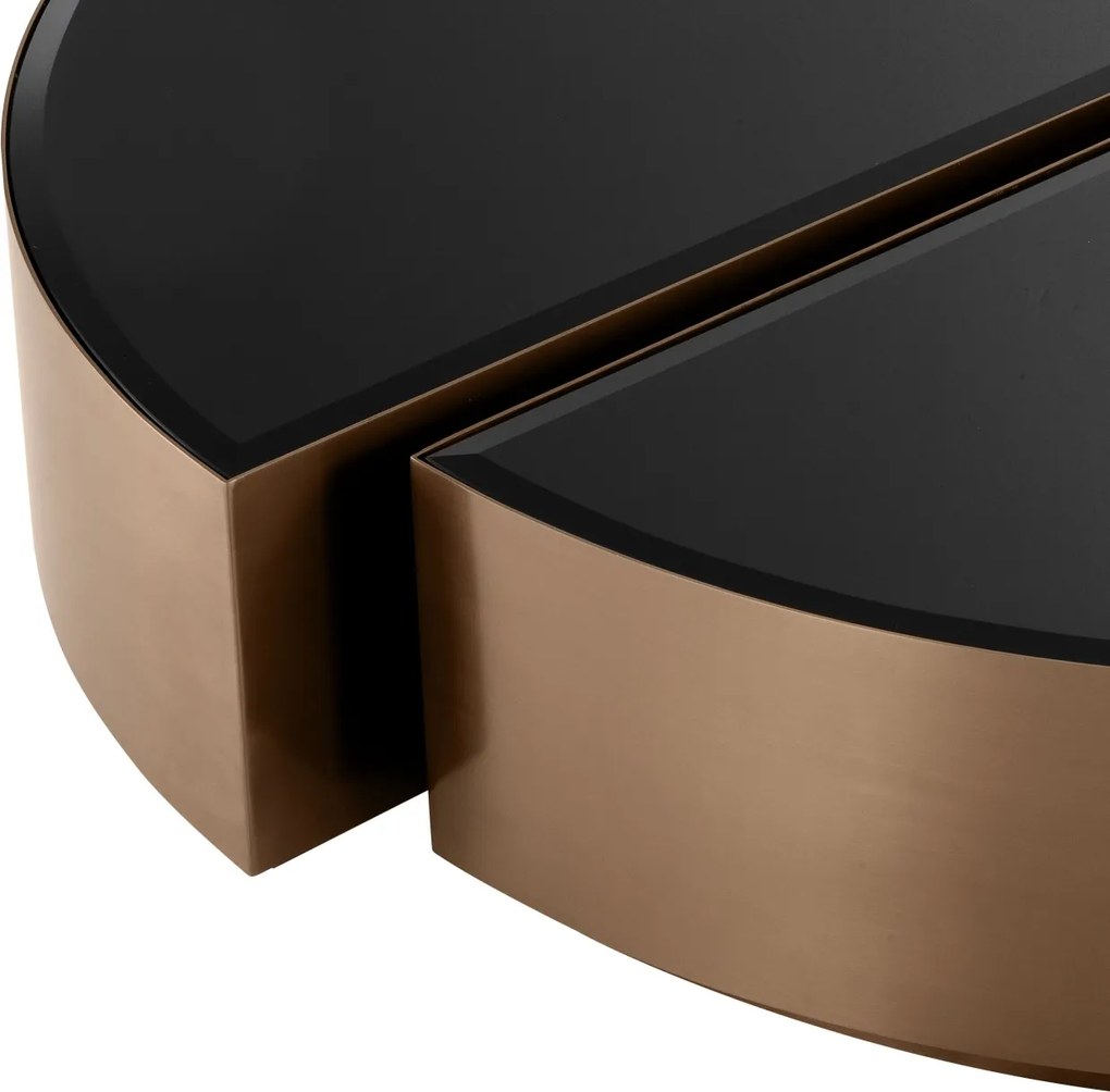 Set 2 masute de cafea design elegant LUX Astra, cupru-negru 113932 HZ