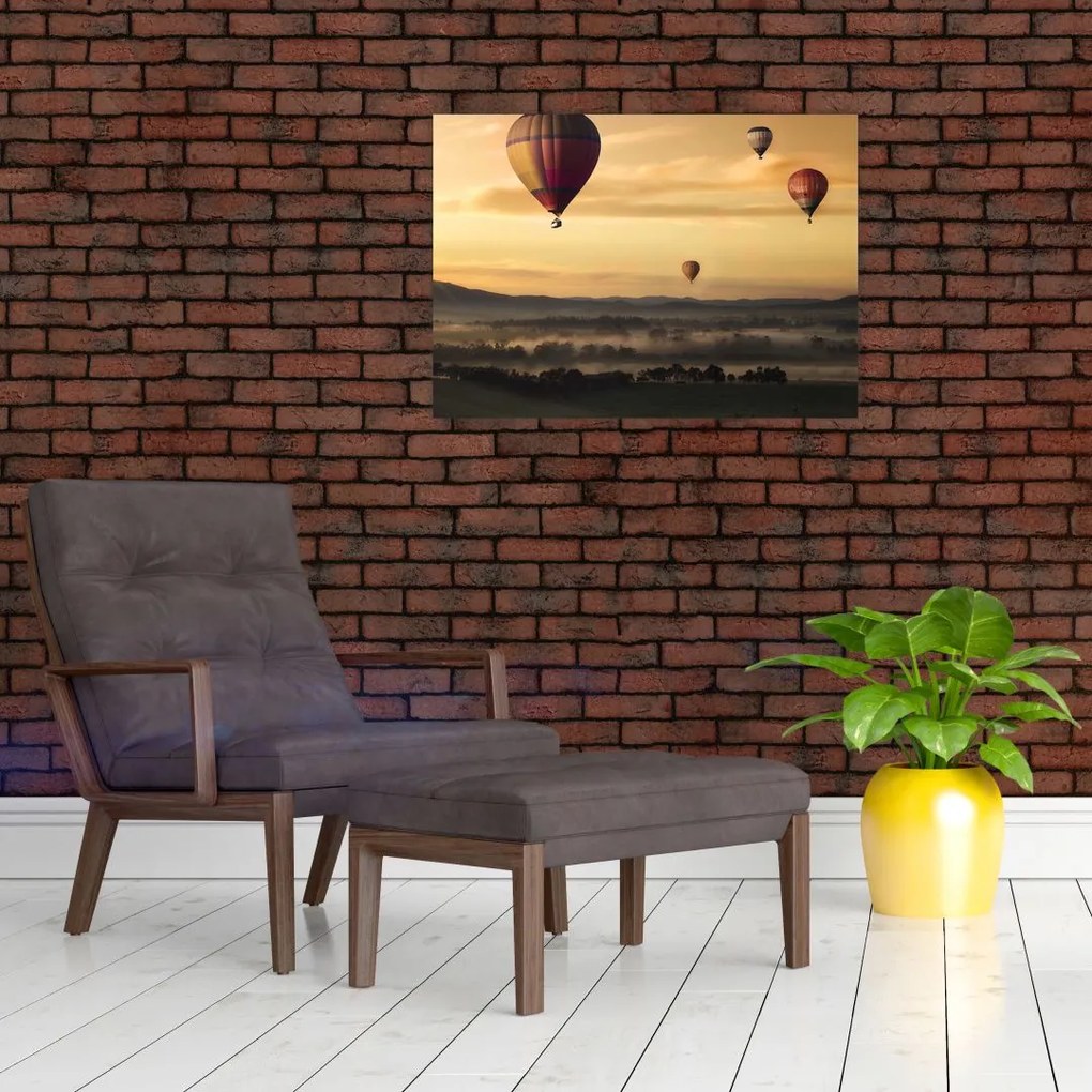 Tablou pe sticlă cu baloane zburând (70x50 cm)