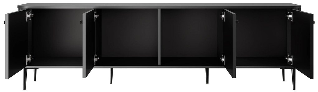 Comodă TV Vesper 4D 187 cm - negru / picioare negre