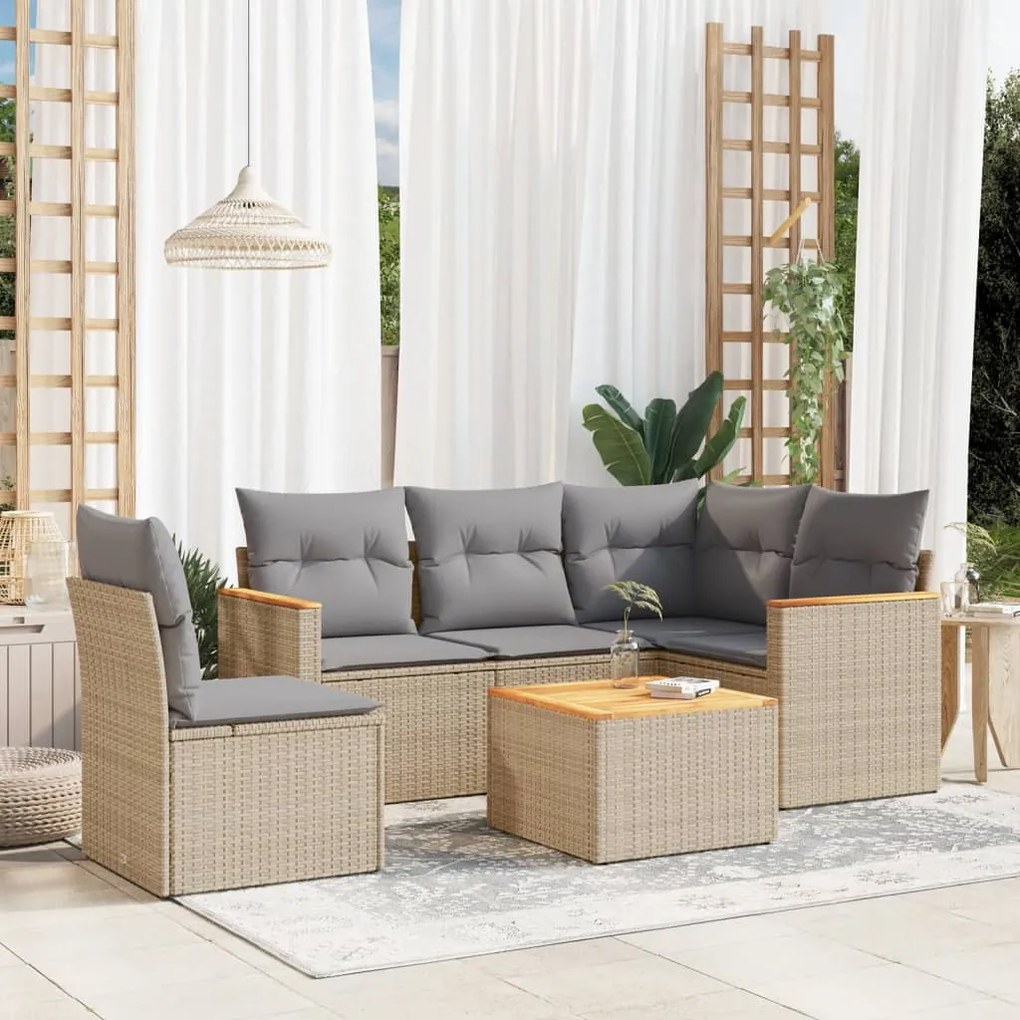 vidaXL Set canapele de grădină cu perne, 6 piese, bej, poliratan