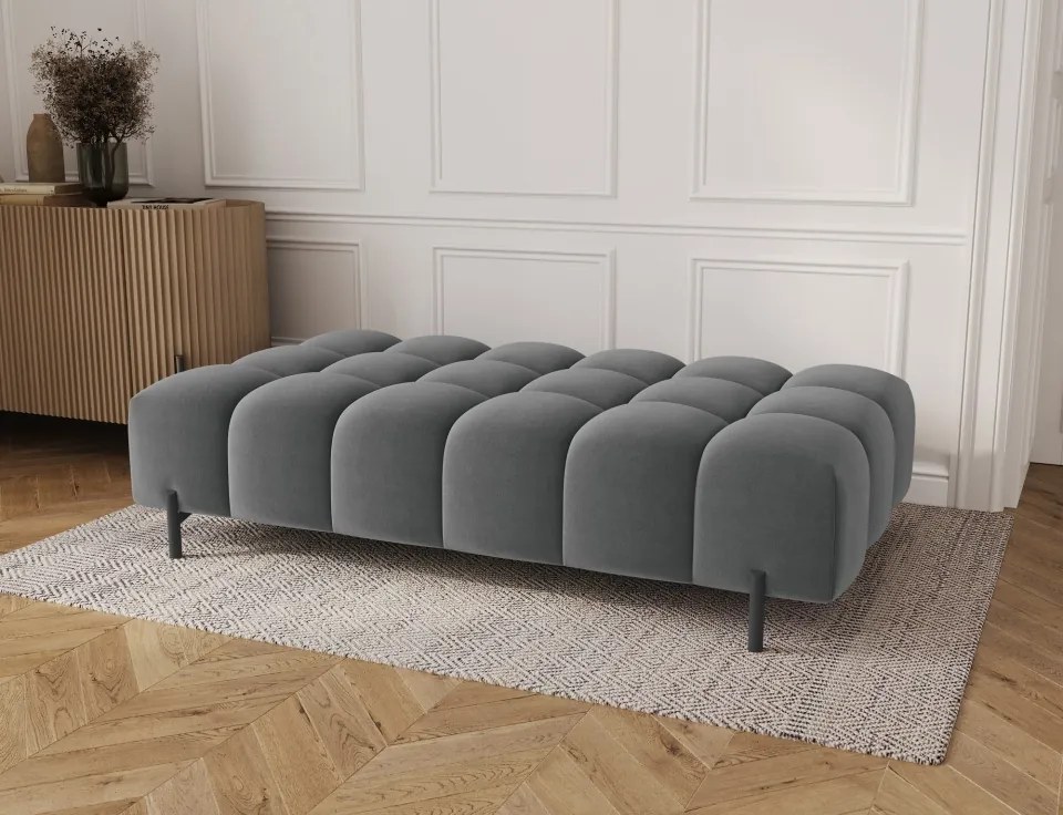 Taburet Tapitat cu Picioare Ferivo, 140x70x40 cm, dark gri plush – Sola 06
