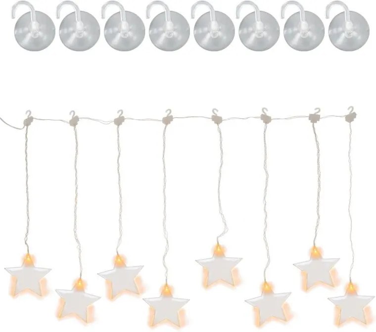 Perdea luminoasă de Crăciun, stele, 8 LED-uri, alb cald