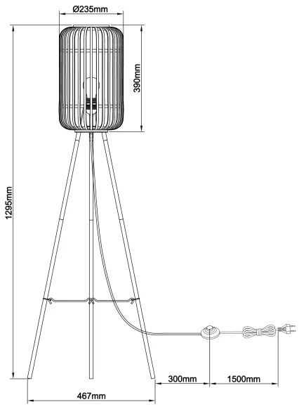 Brilliant - Lampă de podea WOODROW, 1xE27/60W/230V, din bambus