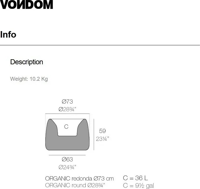 Ghiveci plante design decorativ exterior/interior Organic round 73×57cm