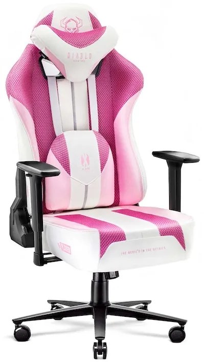 Scaun gaming Diablo X-Player 2.0 din material Normal Size Marshmallow Pink/roz Diablochairs