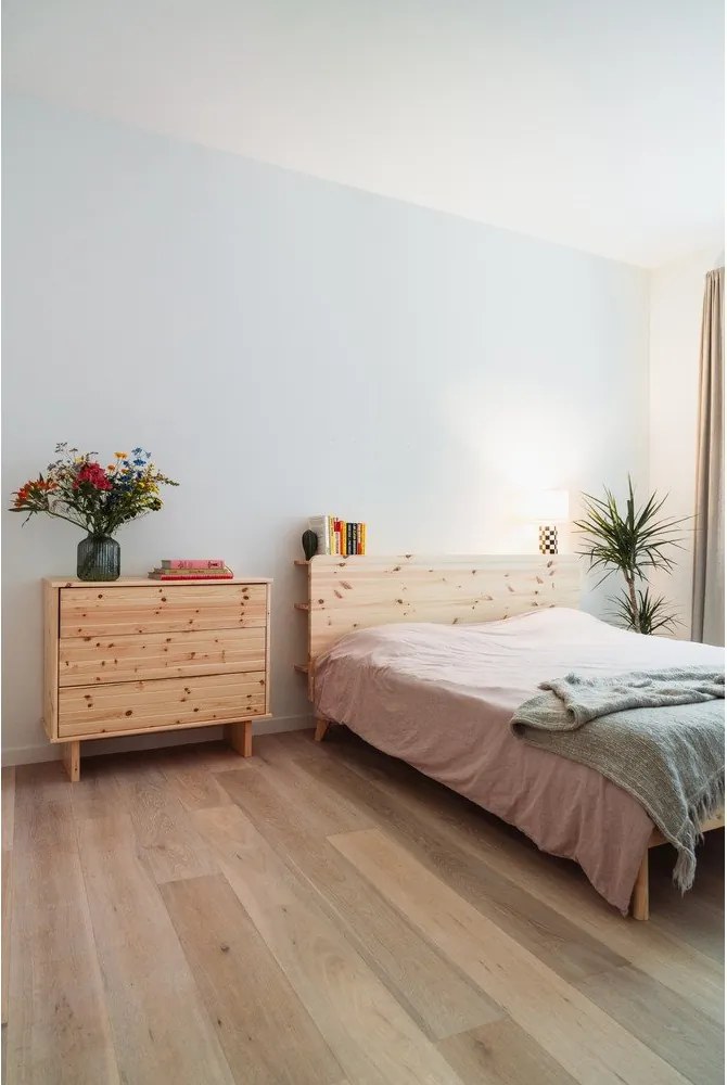 Pat matrimonial maro din lemn masiv de pin cu somieră 140x200 cm Retreat – Karup Design