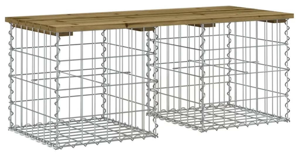 834340 vidaXL Bancă grădină, design gabion, 103x44x42 cm, lemn pin impregnat