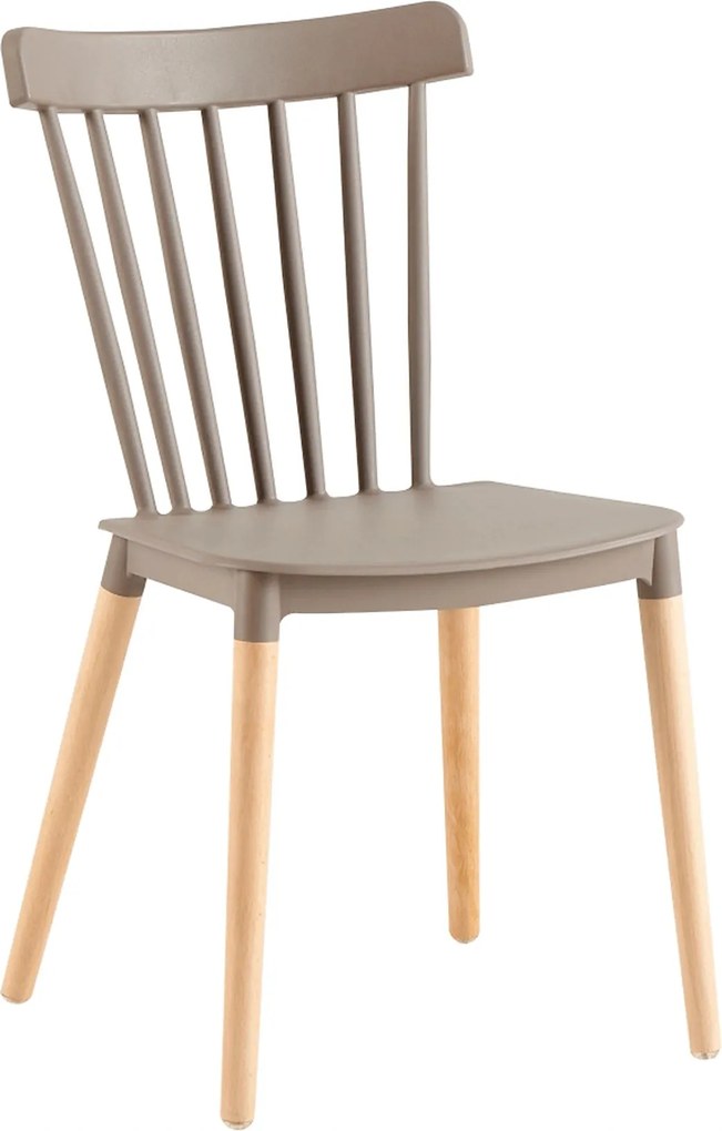 Scaun ZOSIMA, gri/fag, plastic/lemn, 54x44x83 cm