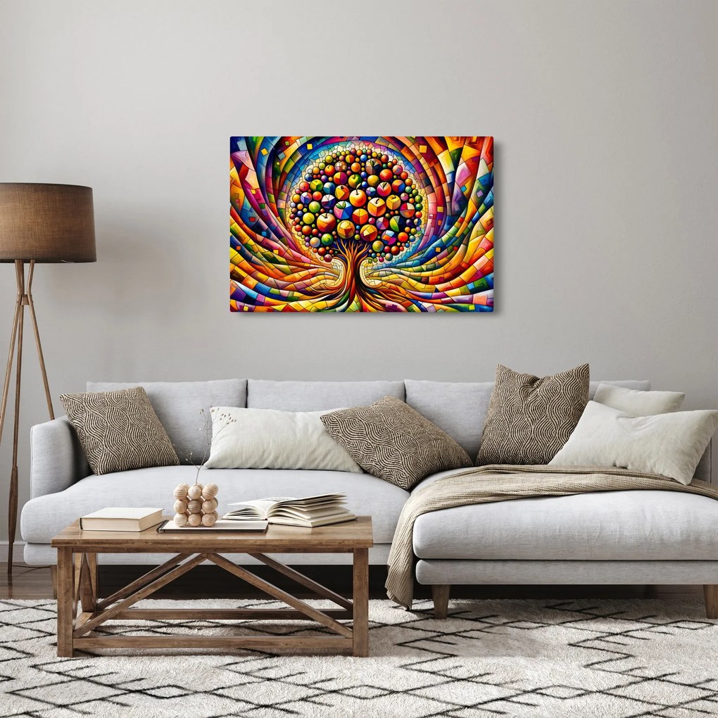 Tablou – Arbore colorat cu mere (90x60 cm)