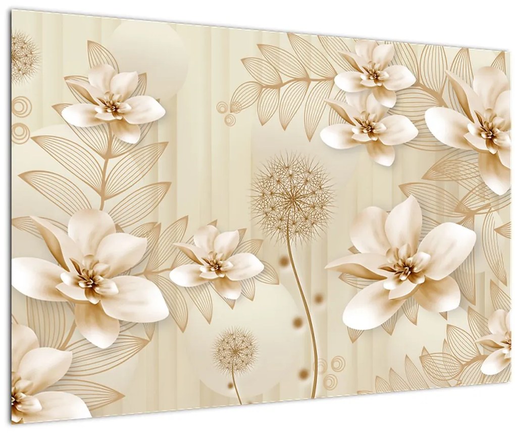 Tablou - Compoziție flori aurii (90x60 cm)