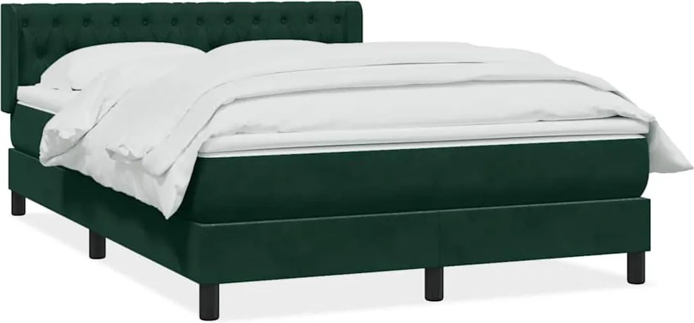 vidaXL Pat box spring cu saltea, verde închis, 160x210 cm, catifea
