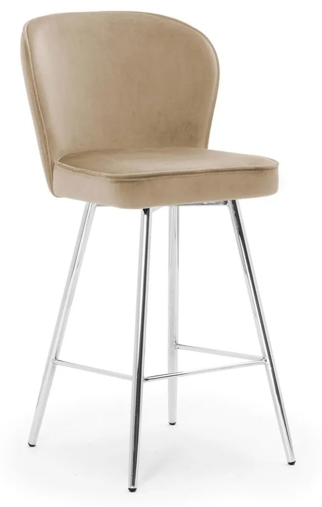 Scaun de bar Aine bej picioare silver - H70 cm