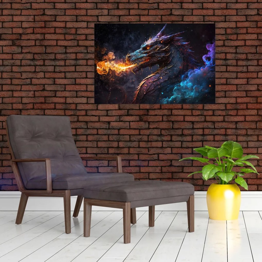 Tablou - Dragon scuipând flăcări (90x60 cm)