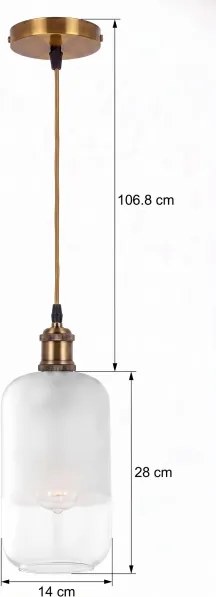 BRILAGI - LED Lustră pe cablu RETRO GLASS 1xE27/60W/230V Ø 14 cm aurie/albă