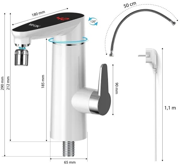 Instant de apă caldă cu afișaj LED 3000W/230V IPX4 alb