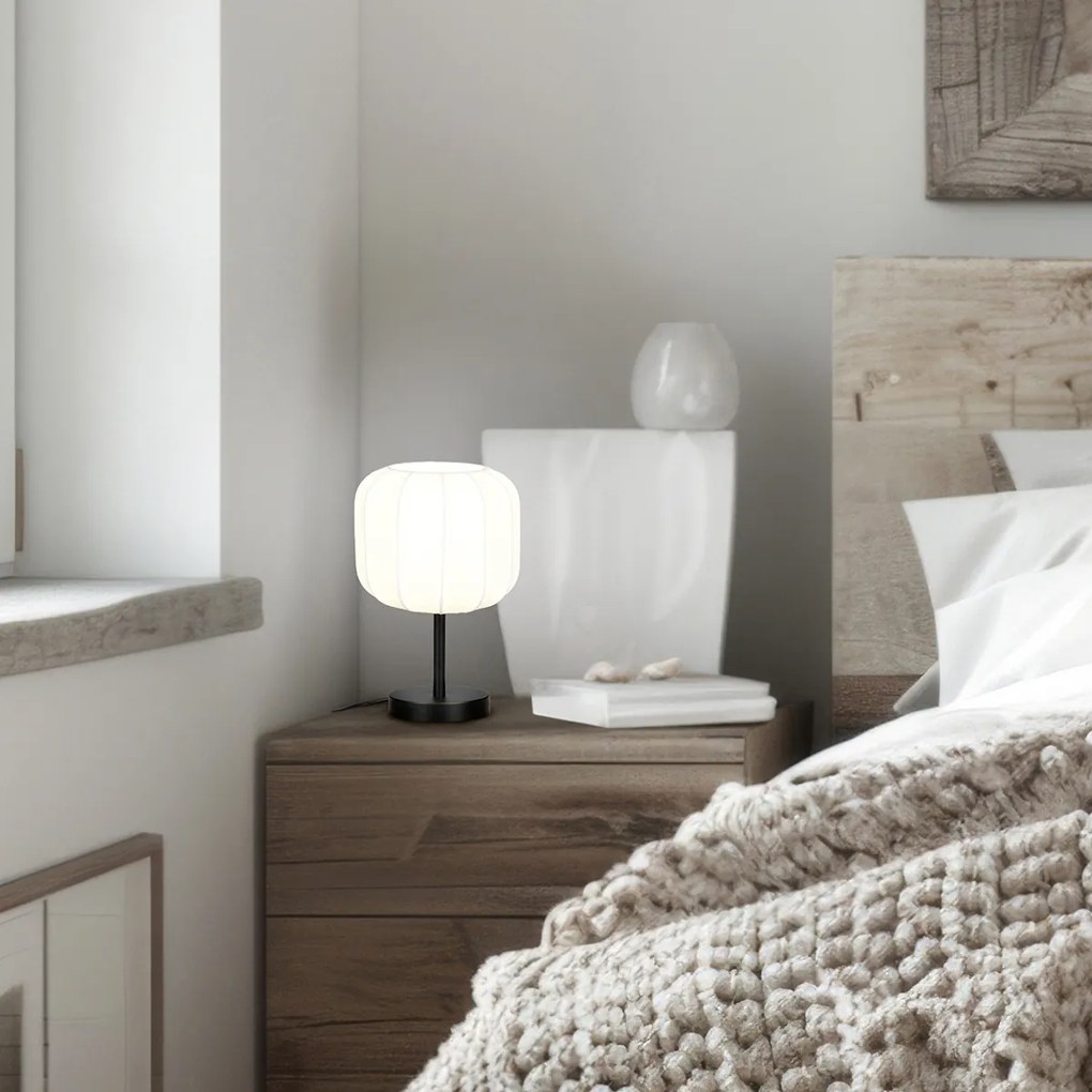 Lampă de masă Japandi neagră cu alb - Madleine