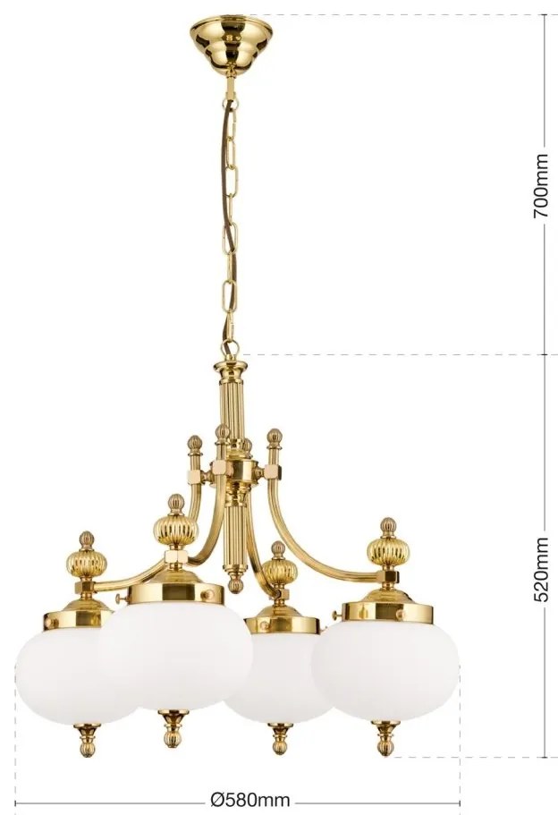 Lustra suspendata eleganta stil clasic Nostalgie 4L alama lucios/opal
