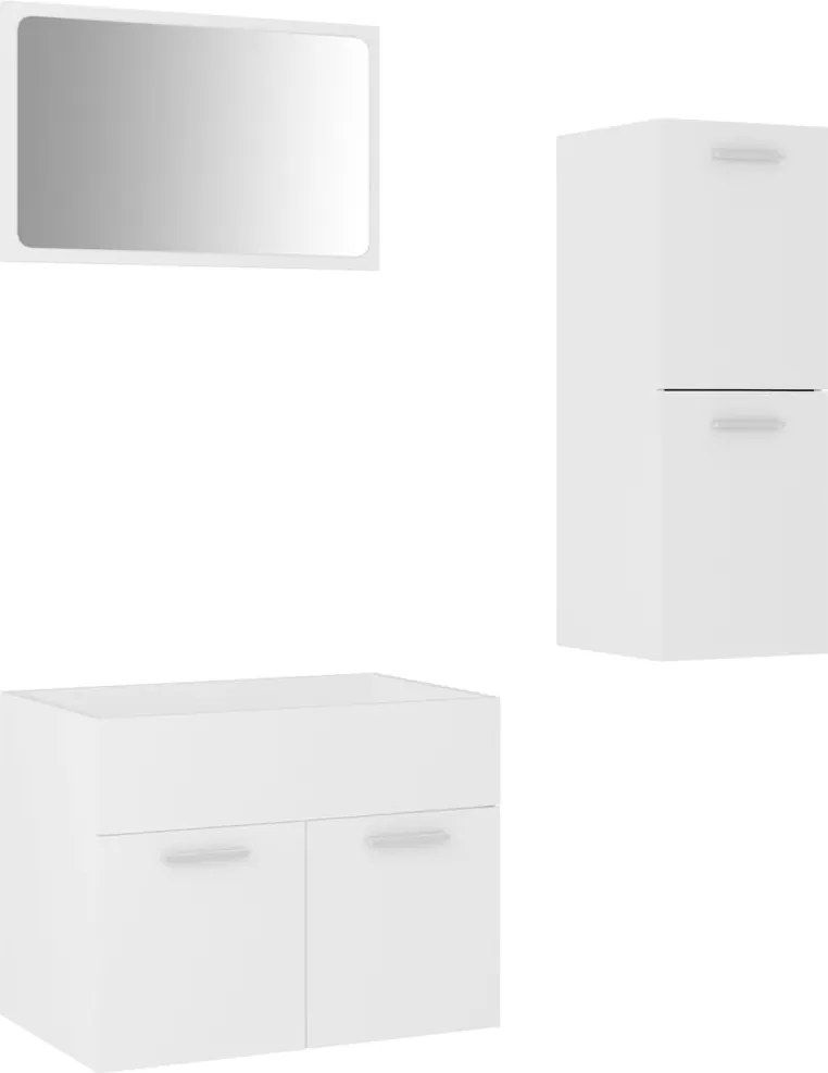 vidaXL Set mobilier de baie, alb, lemn prelucrat