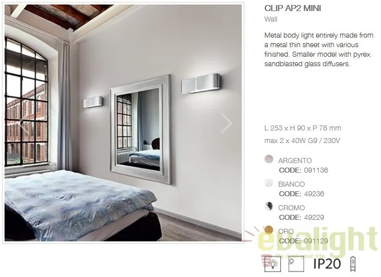 Aplica de perete CLIP AP2 MINI ORO 091129