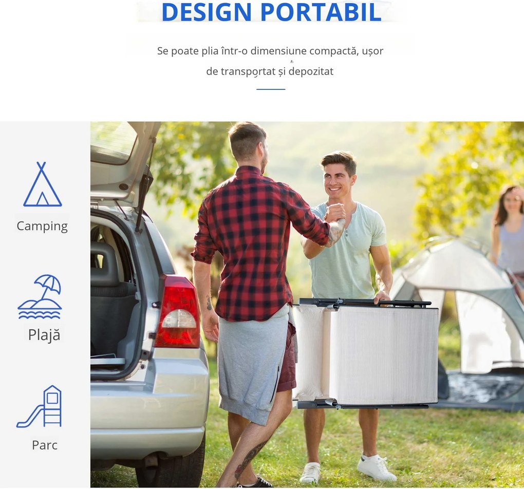 Outsunny Sezlong de Grădină Pliabil cu Spătar Reglabil, Ideal pentru Relaxare în Aer Liber, Crem Alb | Aosom Romania